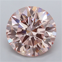Picture of Lab Grown Diamond 3.54 Carats, Round with Ideal Cut, Fancy Intense Pink Color, VS1 Clarity and Certified by IGI