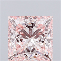Picture of Lab Grown Diamond 3.26 Carats, Princess with  Cut, Fancy Intense Pink Color, VVS2 Clarity and Certified by IGI