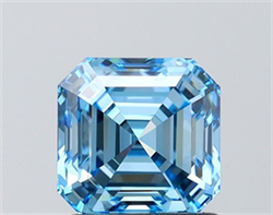 Picture of Lab Grown Diamond 1.50 Carats, Asscher with  Cut, Fancy Vivid Blue Color, VS2 Clarity and Certified by IGI