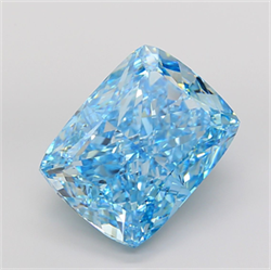 Picture of Lab Grown Diamond 40.25 Carats, CUSHION MODIFIED with  Cut, Fancy Vivid Blue Color, VVS2 Clarity and Certified by IGI