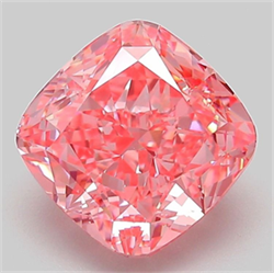 Picture of Lab Grown Diamond 3.10 Carats, CUSHION MODIFIED with  Cut, Fancy Vivid Pink Color, VVS2 Clarity and Certified by IGI