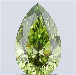 Picture of Lab Grown Diamond 1.61 Carats, Pear with  Cut, Fancy Vivid Green Color, VS1 Clarity and Certified by IGI