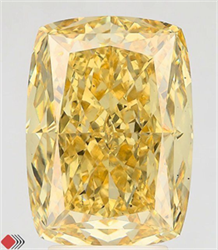 Picture of Lab Grown Diamond 6.01 Carats, CUSHION MODIFIED with  Cut, Fancy Vivid Yellow Color, VS1 Clarity and Certified by IGI