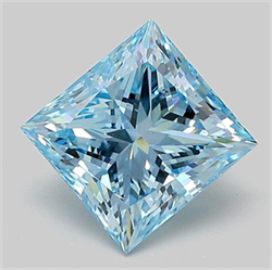 Picture of Lab Grown Diamond 2.00 Carats, Princess with  Cut, Fancy Intense Blue Color, VVS2 Clarity and Certified by IGI