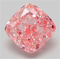 Picture of Lab Grown Diamond 3.09 Carats, CUSHION MODIFIED with  Cut, Fancy Vivid Pink Color, VVS2 Clarity and Certified by IGI