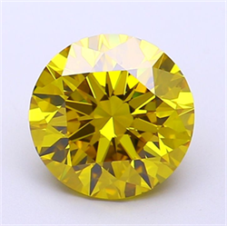 Picture of Lab Grown Diamond 3.05 Carats, Round with Excellent Cut, Fancy Vivid Yellow Color, VVS2 Clarity and Certified by IGI