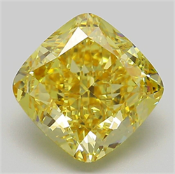 Picture of Lab Grown Diamond 4.02 Carats, CUSHION MODIFIED with  Cut, Fancy Intense Yellow Color, VS1 Clarity and Certified by IGI