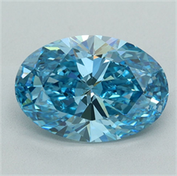 Picture of Lab Grown Diamond 3.07 Carats, Oval with  Cut, Fancy Vivid Blue Color, VS2 Clarity and Certified by IGI