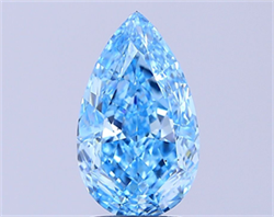 Picture of Lab Grown Diamond 3.15 Carats, Pear with  Cut, Fancy Vivid Blue Color, VS2 Clarity and Certified by IGI