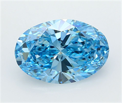 Picture of Lab Grown Diamond 3.05 Carats, Oval with  Cut, Fancy Vivid Blue Color, VVS2 Clarity and Certified by IGI