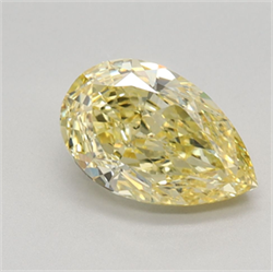 Picture of Lab Grown Diamond 1.53 Carats, Pear with  Cut, Fancy Vivid Yellow Color, VS2 Clarity and Certified by IGI