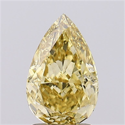 Picture of Lab Grown Diamond 2.01 Carats, Pear with  Cut, Fancy Intense Yellow Color, VS2 Clarity and Certified by IGI