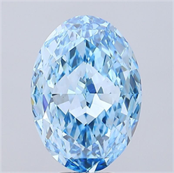 Picture of Lab Grown Diamond 10.30 Carats, Oval with  Cut, Fancy Vivid Blue Color, VS1 Clarity and Certified by IGI
