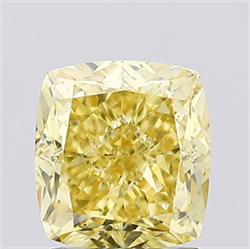Picture of Lab Grown Diamond 1.75 Carats, CUSHION MODIFIED with  Cut, Fancy Intense Yellow Color, VS2 Clarity and Certified by IGI
