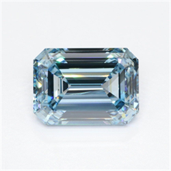 Picture of Lab Grown Diamond 2.07 Carats, Emerald with  Cut, Fancy Intense Blue Color, VS2 Clarity and Certified by IGI