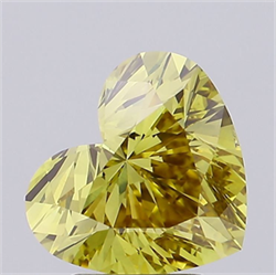 Picture of Lab Grown Diamond 3.01 Carats, Heart with  Cut, Fancy Vivid Yellow Color, VS1 Clarity and Certified by IGI