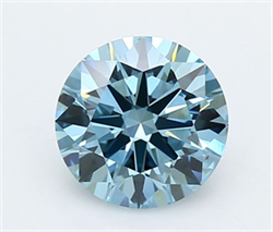 Picture of Lab Grown Diamond 2.00 Carats, Round with Ideal Cut, Fancy Vivid Blue Color, VS1 Clarity and Certified by IGI