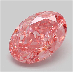 Picture of Lab Grown Diamond 3.08 Carats, Oval with  Cut, Fancy Vivid Pink Color, VVS2 Clarity and Certified by IGI