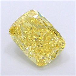 Picture of Lab Grown Diamond 6.57 Carats, CUSHION MODIFIED with  Cut, Fancy Intense Yellow Color, VS1 Clarity and Certified by IGI