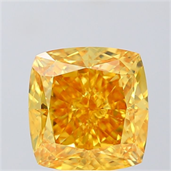 Picture of Lab Grown Diamond 4.50 Carats, CUSHION MODIFIED with  Cut, Fancy Vivid Yellow Color, VS1 Clarity and Certified by IGI