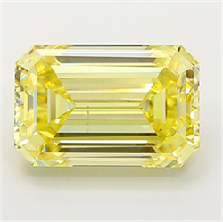 Picture of Lab Grown Diamond 5.02 Carats, Emerald with  Cut, Fancy Yellow Color, VS2 Clarity and Certified by IGI