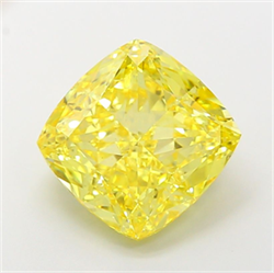 Picture of Lab Grown Diamond 8.05 Carats, CUSHION MODIFIED with  Cut, Fancy Vivid Yellow Color, VS2 Clarity and Certified by IGI