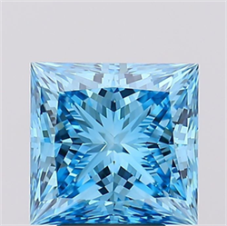 Picture of Lab Grown Diamond 4.04 Carats, Princess with  Cut, Fancy Vivid Blue Color, VS1 Clarity and Certified by IGI