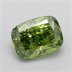 Picture of Lab Grown Diamond 3.57 Carats, CUSHION MODIFIED with  Cut, Fancy Vivid Green Color, VVS2 Clarity and Certified by IGI