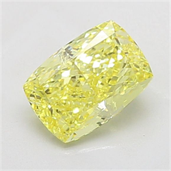 Picture of Lab Grown Diamond 2.51 Carats, CUSHION MODIFIED with  Cut, Fancy Vivid Yellow Color, VS1 Clarity and Certified by IGI