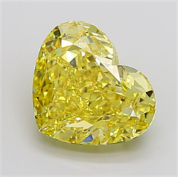 Picture of Lab Grown Diamond 10.31 Carats, Heart with  Cut, Fancy Vivid Yellow Color, VS2 Clarity and Certified by IGI