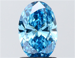 Picture of Lab Grown Diamond 1.28 Carats, Oval with  Cut, Fancy Vivid Blue Color, VS1 Clarity and Certified by IGI