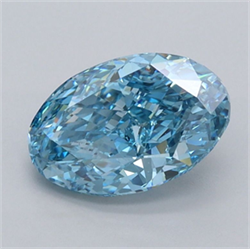 Picture of Lab Grown Diamond 1.45 Carats, Oval with  Cut, Fancy Vivid Blue Color, VS1 Clarity and Certified by IGI