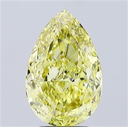 Picture of Lab Grown Diamond 4.10 Carats, Pear with  Cut, Fancy Intense Yellow Color, VS1 Clarity and Certified by IGI