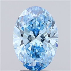 Picture of Lab Grown Diamond 2.52 Carats, Oval with  Cut, Fancy Vivid Blue Color, VS1 Clarity and Certified by IGI