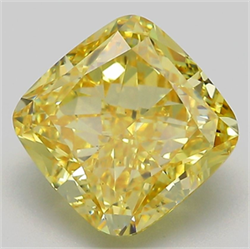 Picture of Lab Grown Diamond 4.05 Carats, CUSHION MODIFIED with  Cut, Fancy Intense Yellow Color, VS2 Clarity and Certified by IGI