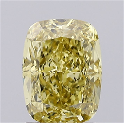 Picture of Lab Grown Diamond 1.77 Carats, CUSHION MODIFIED with  Cut, Fancy Vivid Yellow Color, VS1 Clarity and Certified by IGI