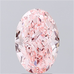 Picture of Lab Grown Diamond 3.04 Carats, Oval with  Cut, Fancy Vivid Pink Color, VS1 Clarity and Certified by IGI