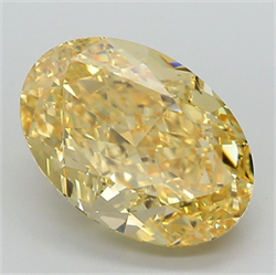 Picture of Lab Grown Diamond 6.48 Carats, Oval with  Cut, Fancy Vivid Yellow Color, VS1 Clarity and Certified by IGI