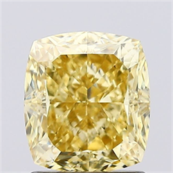 Picture of Lab Grown Diamond 1.63 Carats, CUSHION MODIFIED with  Cut, Fancy Vivid Yellow Color, VS1 Clarity and Certified by IGI