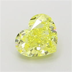 Picture of Lab Grown Diamond 1.24 Carats, Heart with  Cut, Fancy Vivid Yellow Color, VVS1 Clarity and Certified by IGI