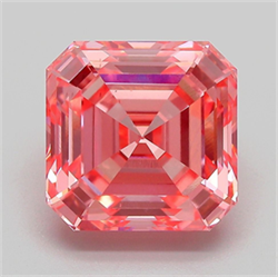 Picture of Lab Grown Diamond 5.02 Carats, Asscher with  Cut, Fancy Vivid Pink Color, VS2 Clarity and Certified by IGI
