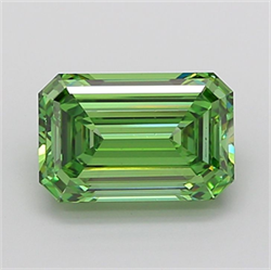 Picture of Lab Grown Diamond 4.03 Carats, Emerald with  Cut, Fancy Vivid Green Color, VS1 Clarity and Certified by IGI