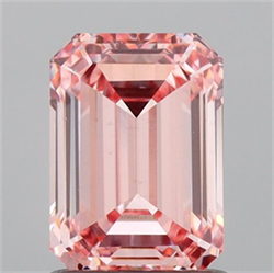 Picture of Lab Grown Diamond 1.33 Carats, Emerald with  Cut, Fancy Vivid Pink Color, VS1 Clarity and Certified by IGI