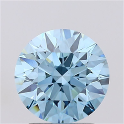 Picture of Lab Grown Diamond 2.02 Carats, Round with Ideal Cut, Fancy Vivid Blue Color, VS1 Clarity and Certified by IGI