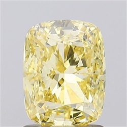 Picture of Lab Grown Diamond 1.40 Carats, CUSHION MODIFIED with  Cut, Fancy Intense Yellow Color, VS1 Clarity and Certified by IGI