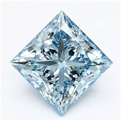 Picture of Lab Grown Diamond 1.38 Carats, Princess with  Cut, Fancy Vivid Blue Color, VS1 Clarity and Certified by IGI