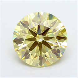 Picture of Lab Grown Diamond 5.07 Carats, Round with Ideal Cut, Fancy Intense Yellow Color, VVS2 Clarity and Certified by IGI
