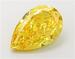 Picture of Lab Grown Diamond 4.82 Carats, Pear with  Cut, Fancy Vivid Yellow Color, VS2 Clarity and Certified by IGI