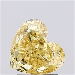 Picture of Lab Grown Diamond 1.63 Carats, Heart with  Cut, Fancy Vivid Yellow Color, VS1 Clarity and Certified by IGI