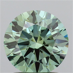 Picture of Lab Grown Diamond 1.57 Carats, Round with Ideal Cut, Fancy Vivid Green Color, VS1 Clarity and Certified by IGI